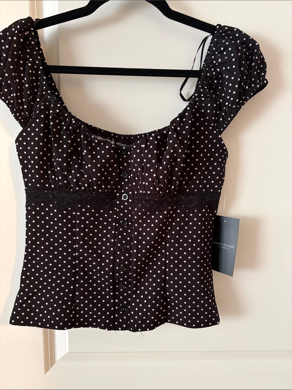 Sweetheart Polka Dot Crop Top - Black/White